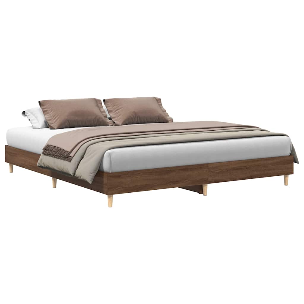 Bed frame without mattress brown oak 200x200 cm