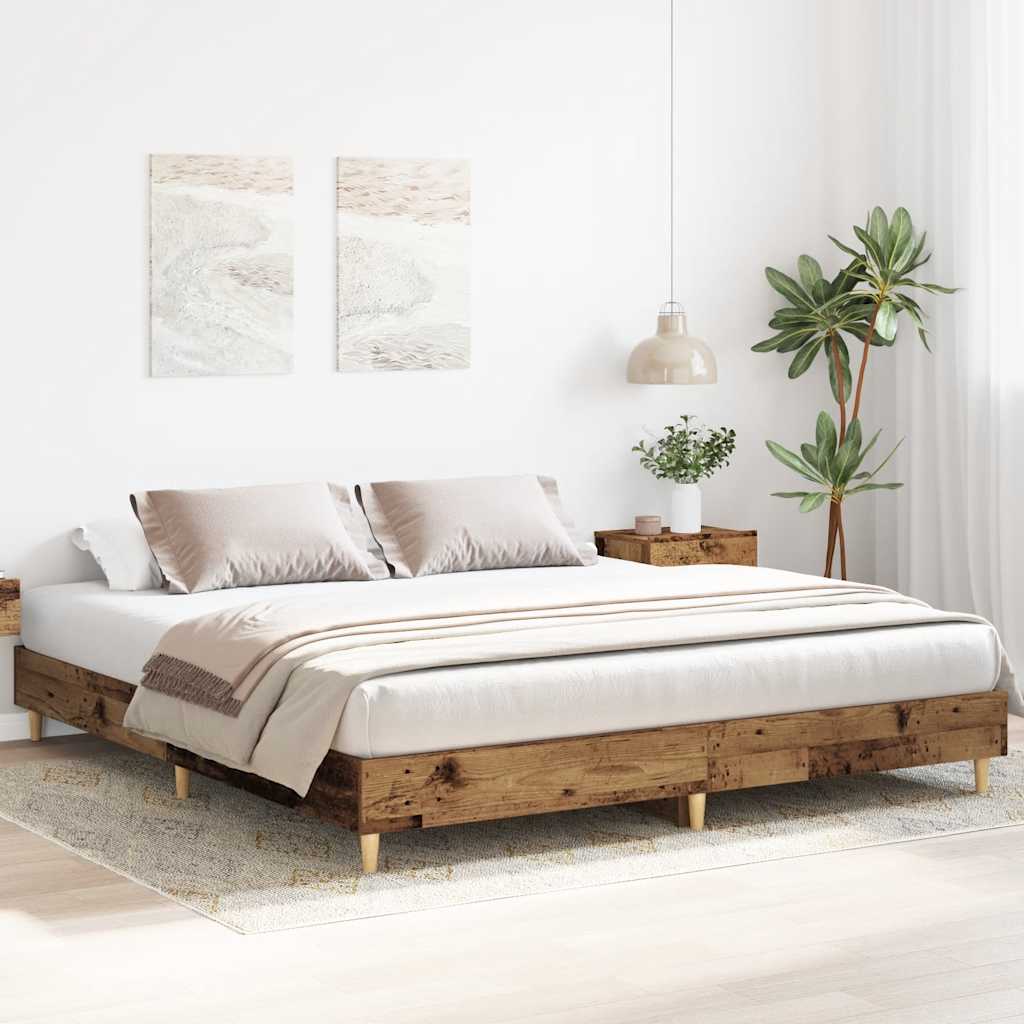 Cadre de lit sans matelas vieux bois 200x200 cm bois ingénierie