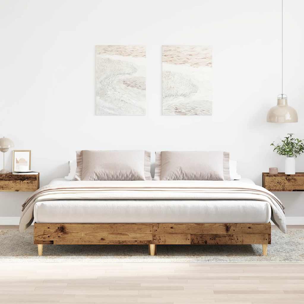 Cadre de lit sans matelas vieux bois 200x200 cm bois ingénierie