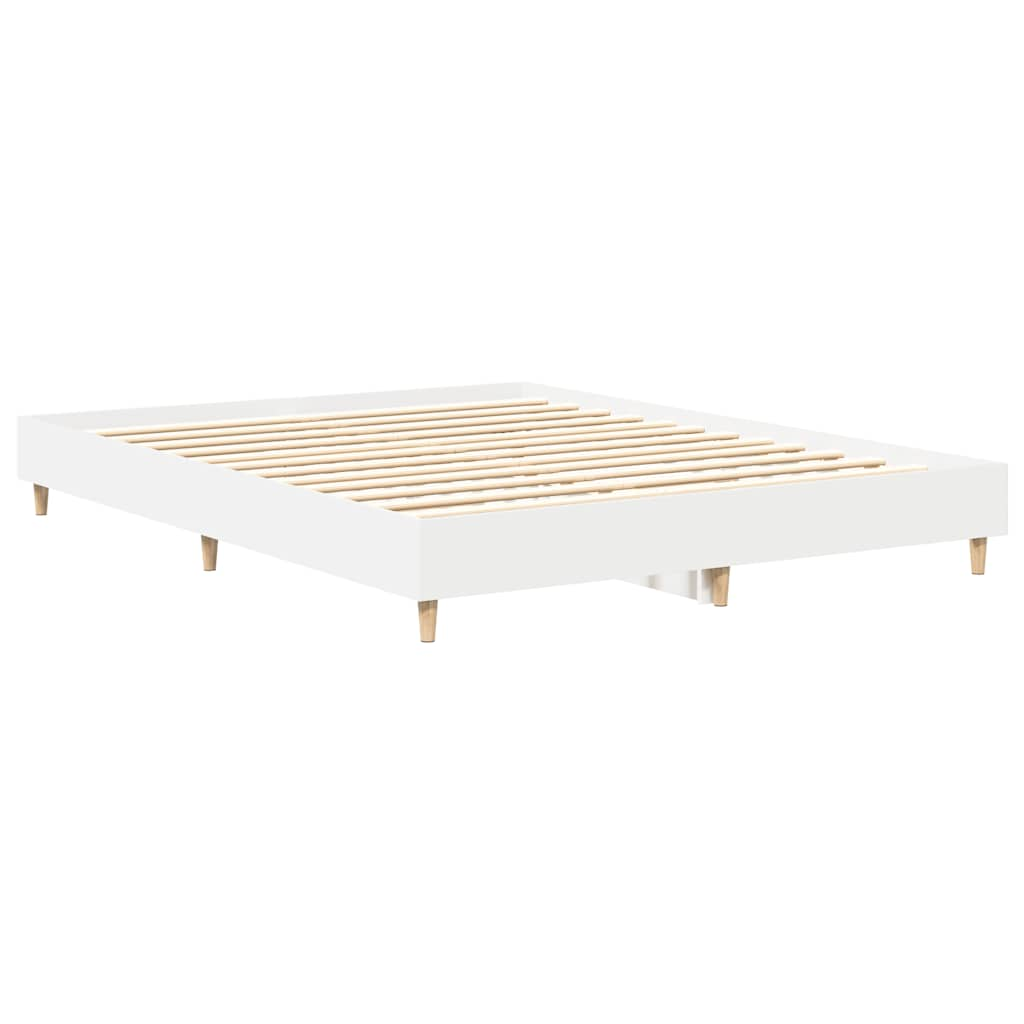 Bed frame without mattress white 150x200 cm engineered wood