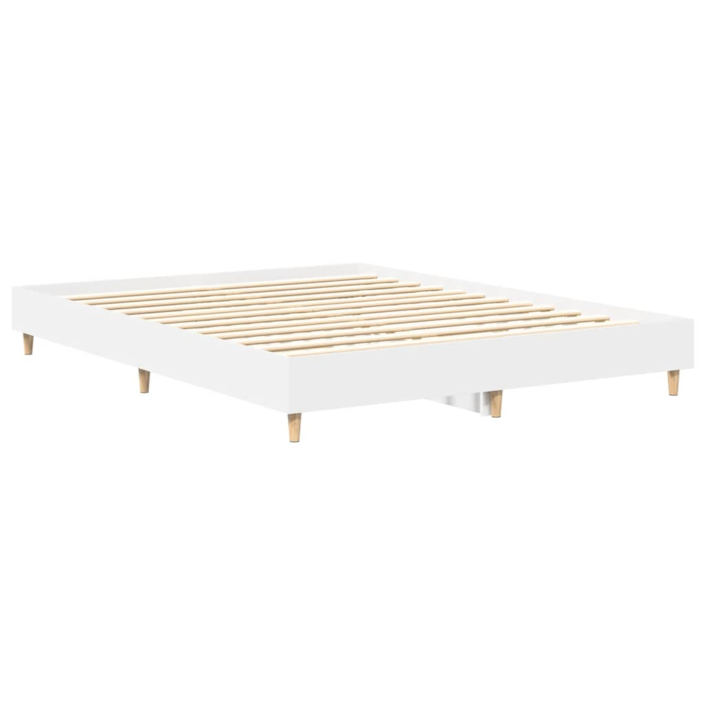 Bed frame without mattress white 150x200 cm engineered wood