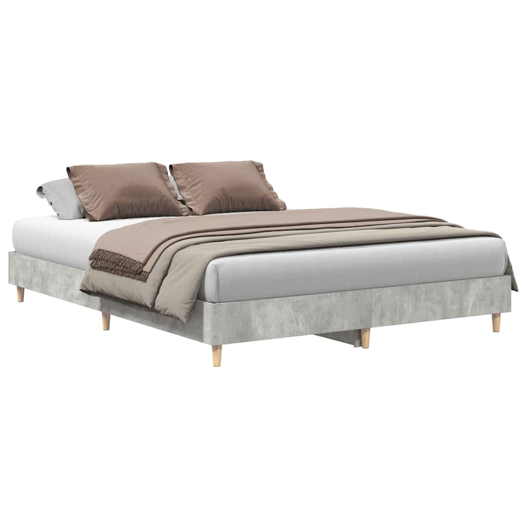 Cadre de lit sans matelas gris béton 150x200 cm bois ingénierie