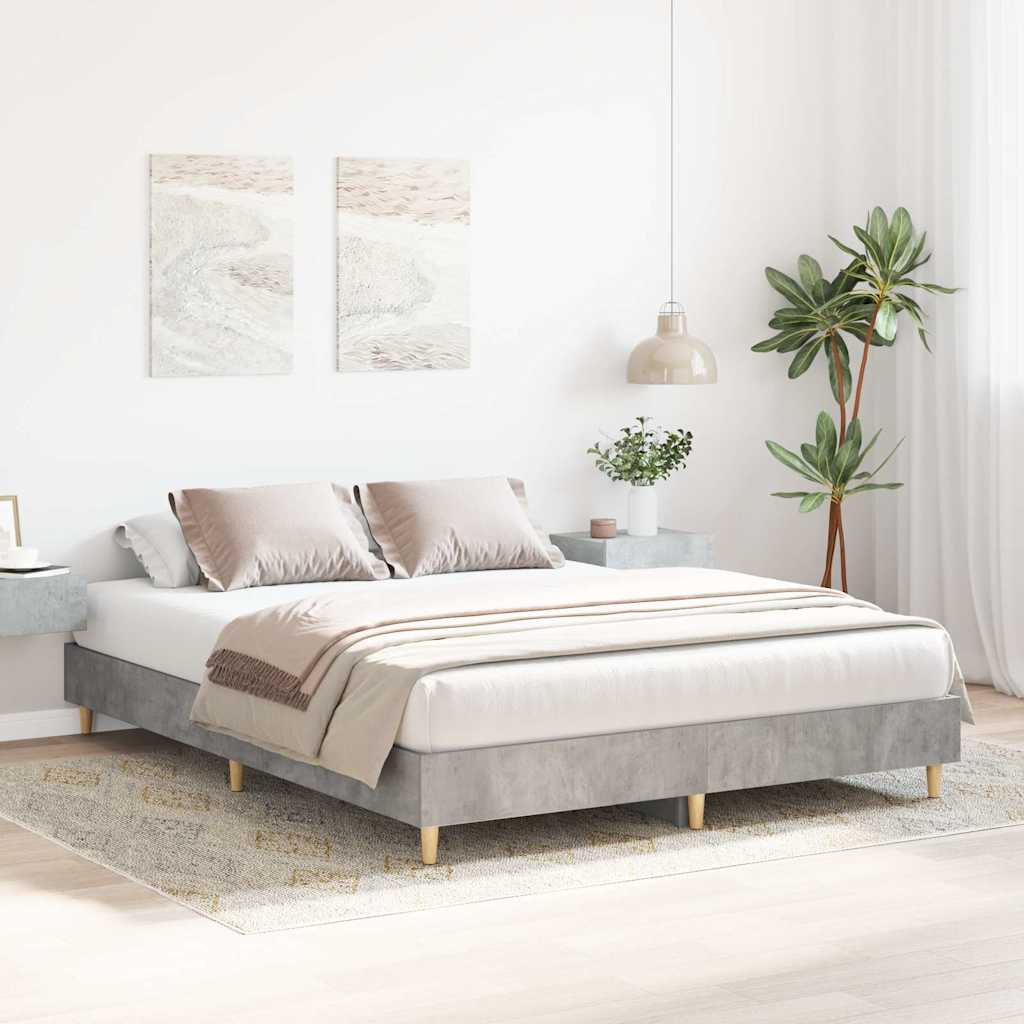 Cadre de lit sans matelas gris béton 150x200 cm bois ingénierie