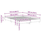 Cadre de lit sans matelas chêne fumé 150x200 cm bois ingénierie