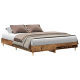 Cadre de lit sans matelas vieux bois 150x200 cm bois ingénierie