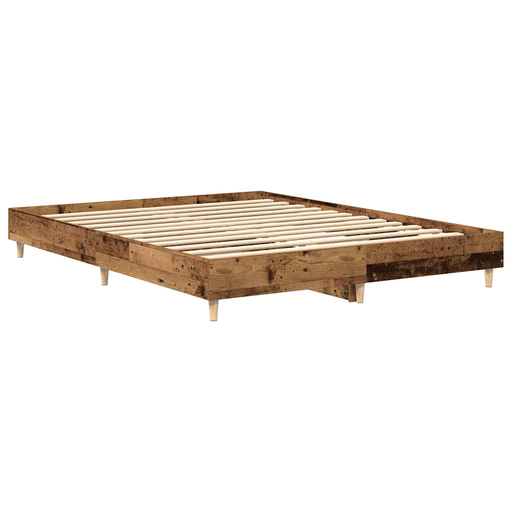 Cadre de lit sans matelas vieux bois 150x200 cm bois ingénierie