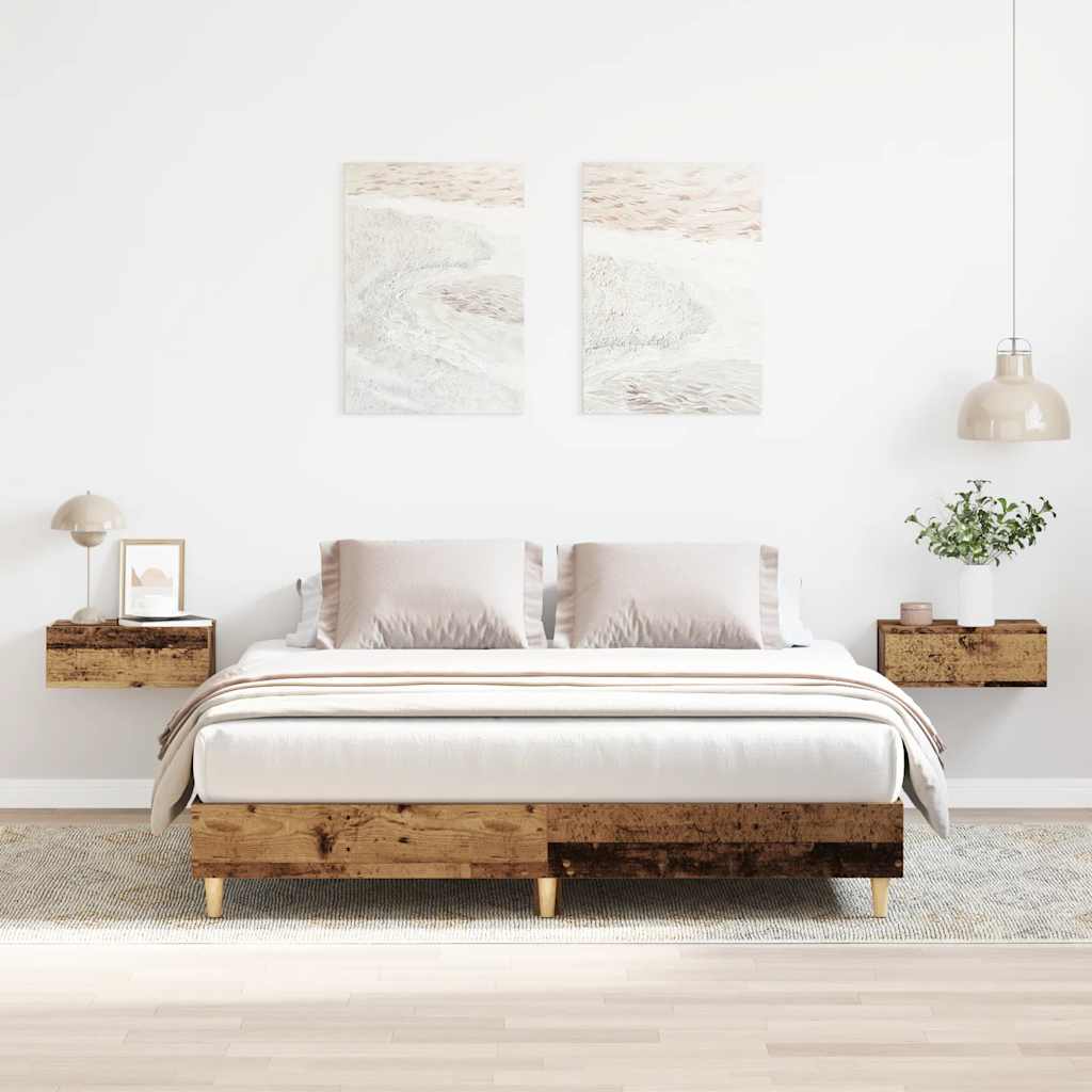 Cadre de lit sans matelas vieux bois 150x200 cm bois ingénierie