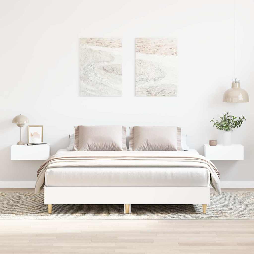 Cadre de lit sans matelas blanc 140x200 cm bois d'ingénierie