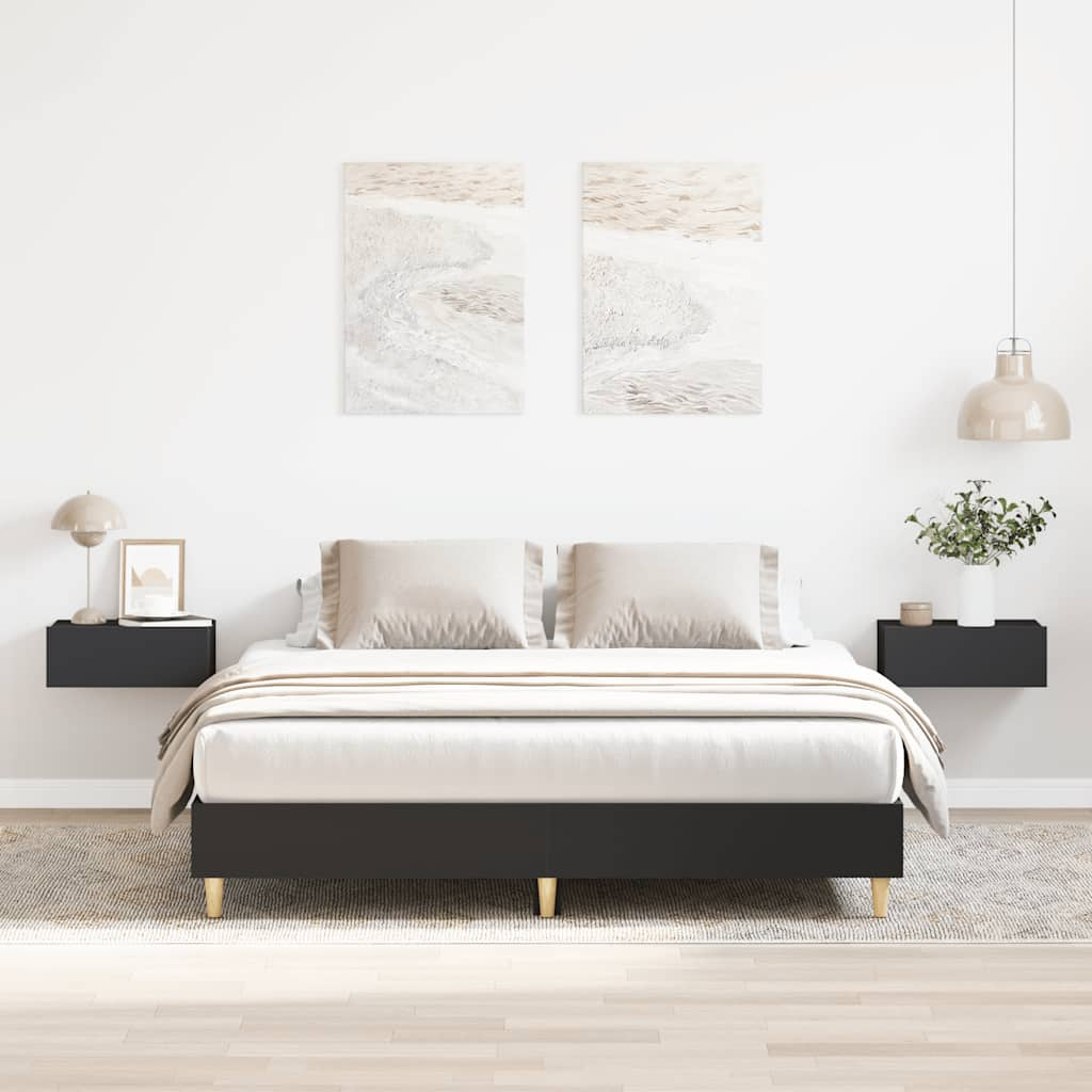 Cadre de lit sans matelas noir 140x200 cm bois d'ingénierie