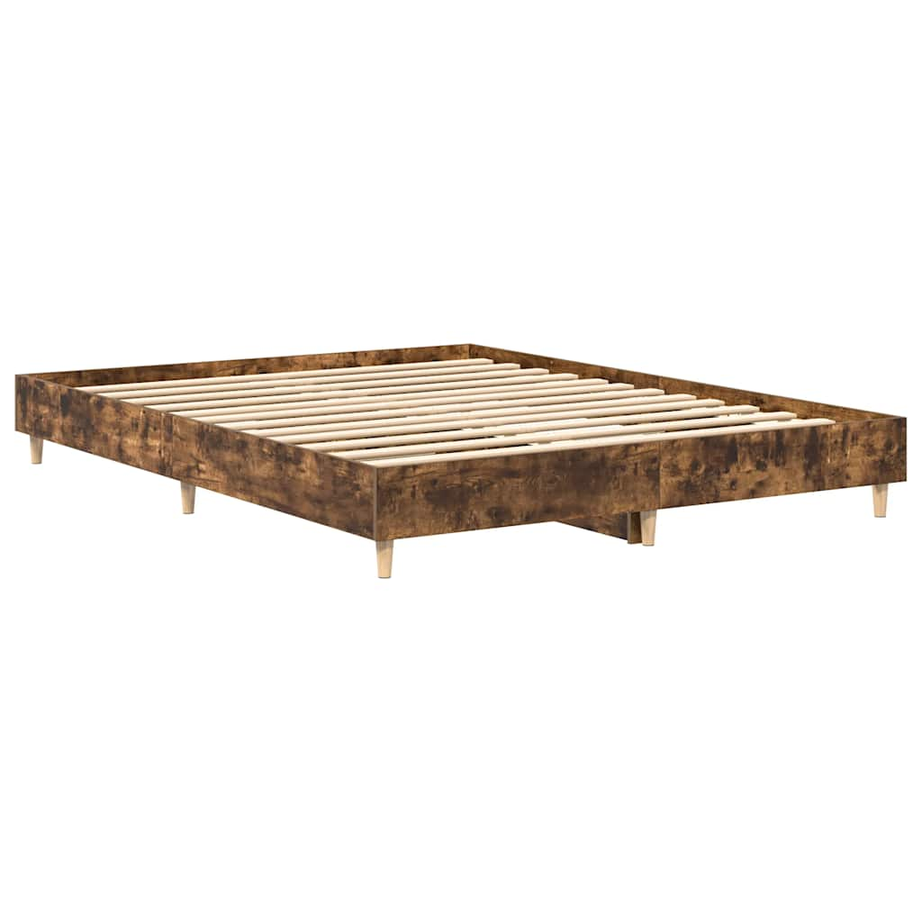 Cadre de lit sans matelas chêne fumé 140x200 cm bois ingénierie