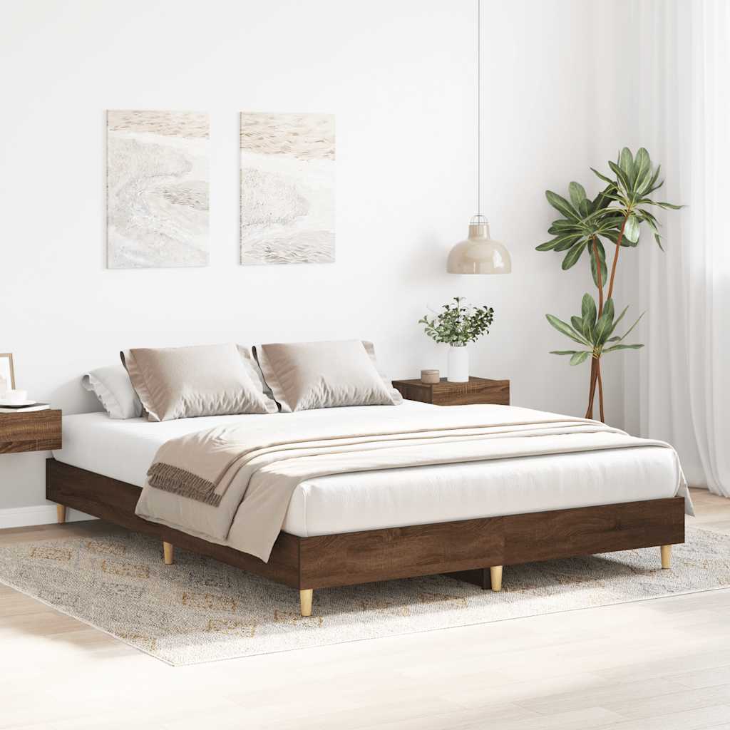 Cadre de lit sans matelas chêne marron 140x200 cm