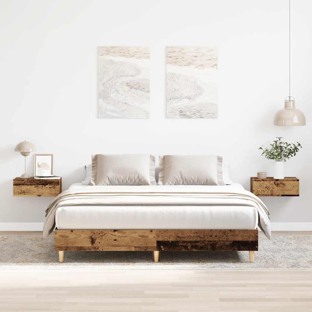 Cadre de lit sans matelas vieux bois 140x200 cm bois ingénierie