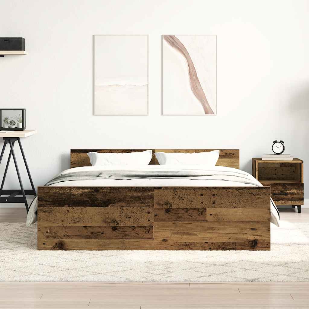 Cadre de lit sans matelas vieux bois 120x200 cm bois ingénierie