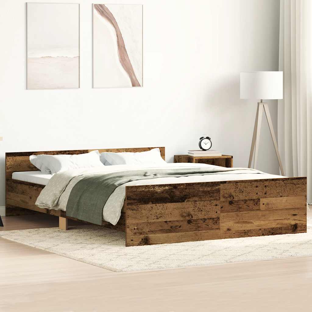 Cadre de lit sans matelas vieux bois 140x200 cm bois ingénierie