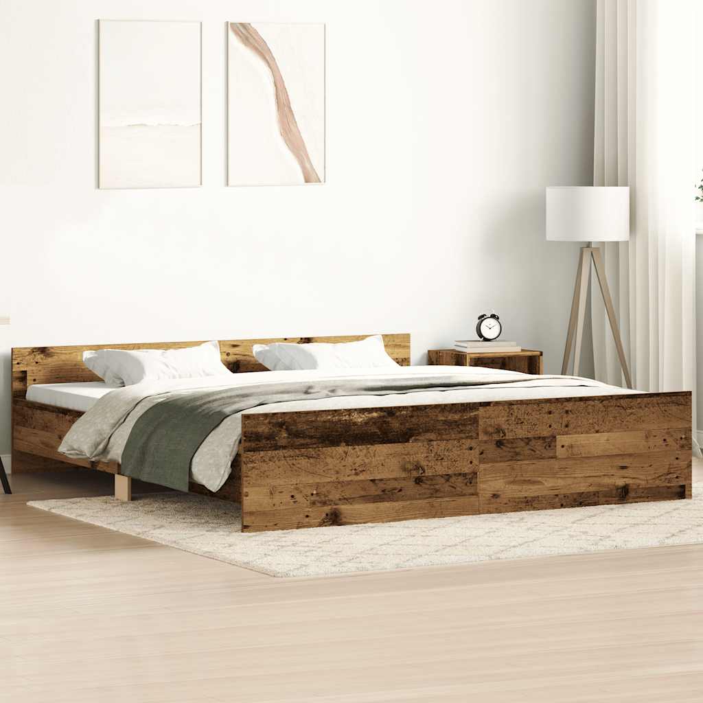 Cadre de lit sans matelas vieux bois 160x200 cm bois ingénierie