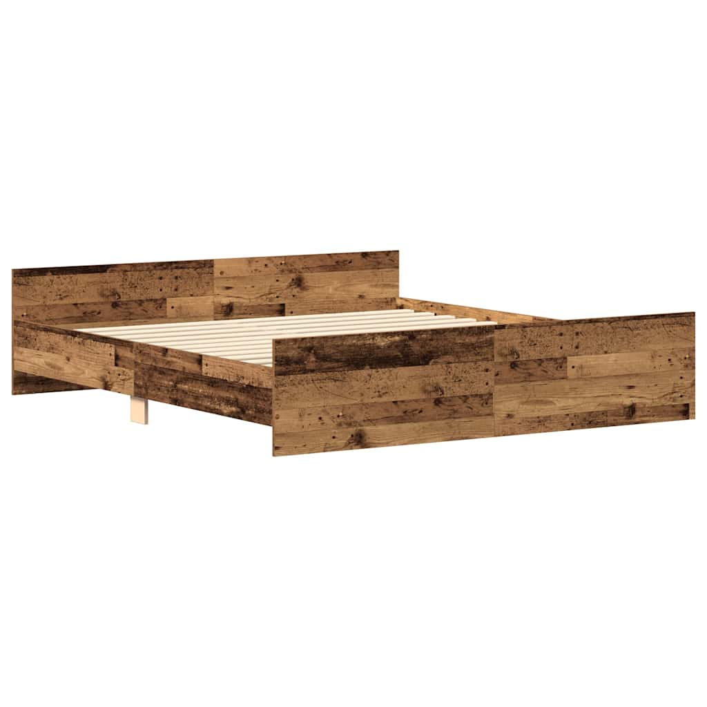 Cadre de lit sans matelas vieux bois 180x200 cm bois ingénierie