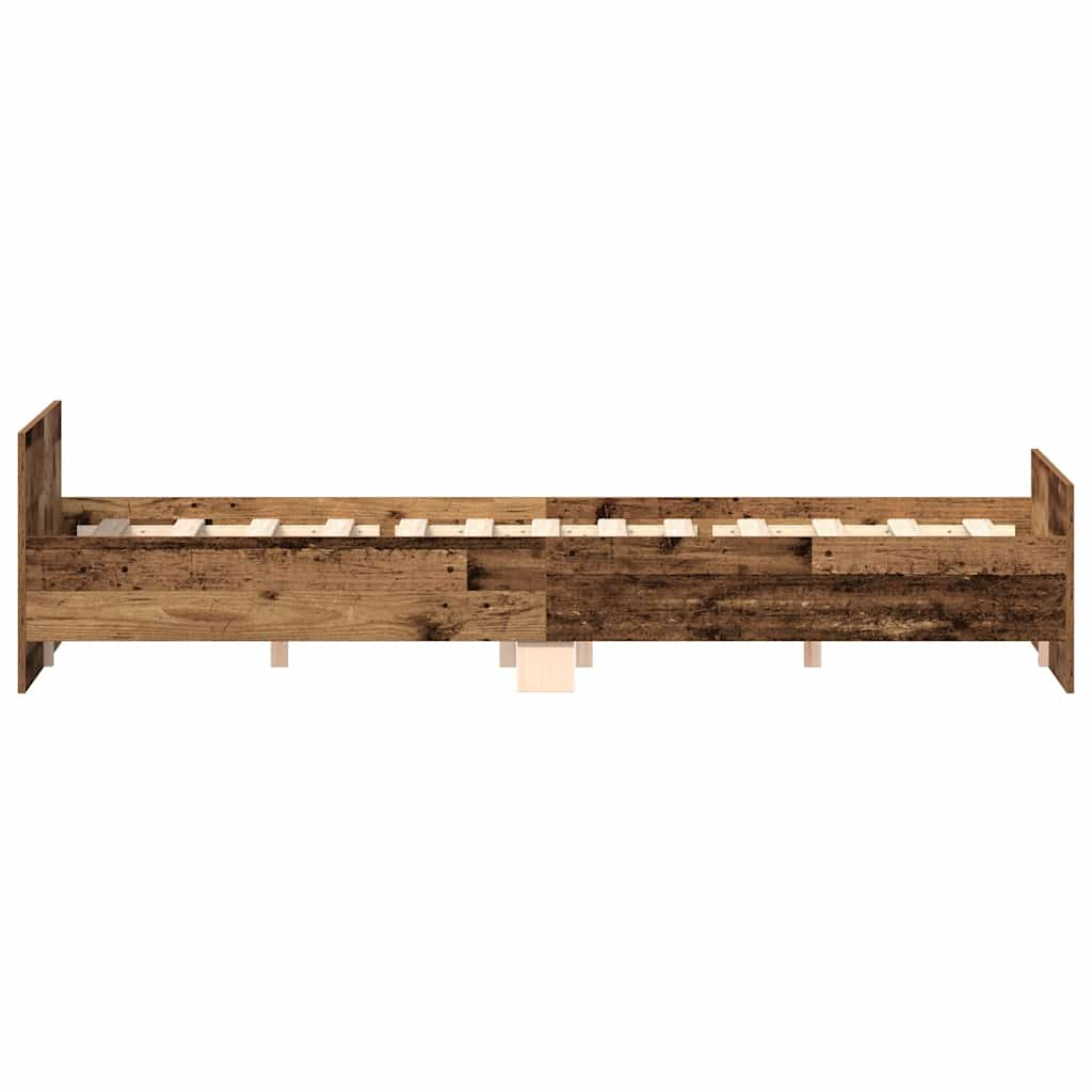 Cadre de lit sans matelas vieux bois 140x190 cm bois ingénierie