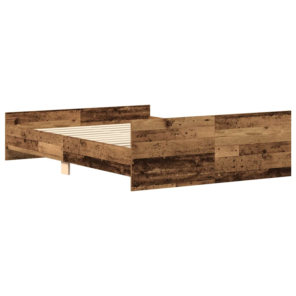 Cadre de lit sans matelas vieux bois 140x190 cm bois ingénierie