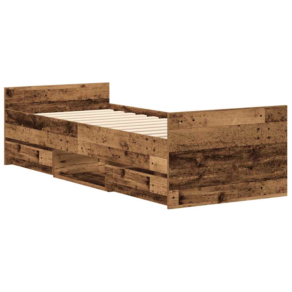 Cadre de lit sans matelas vieux bois 100x200 cm bois ingénierie