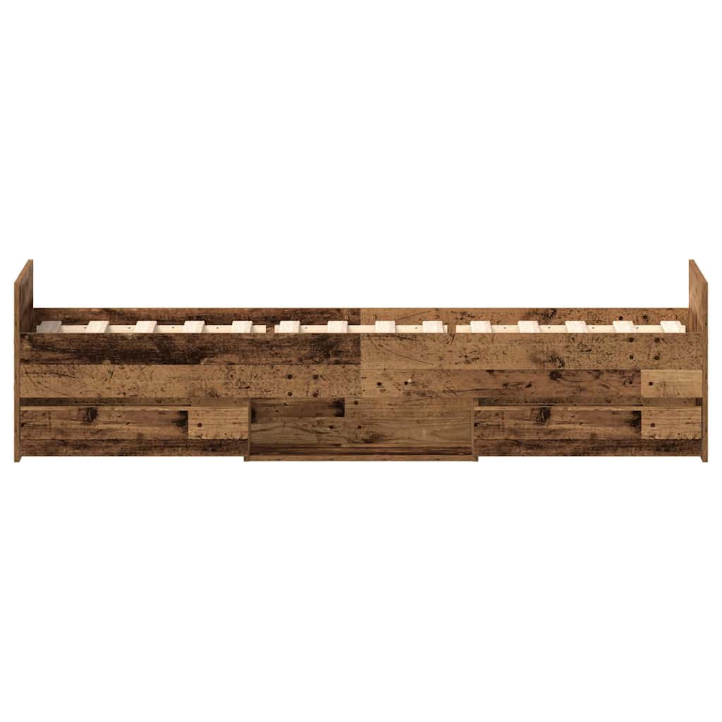 Cadre de lit sans matelas vieux bois 100x200 cm bois ingénierie