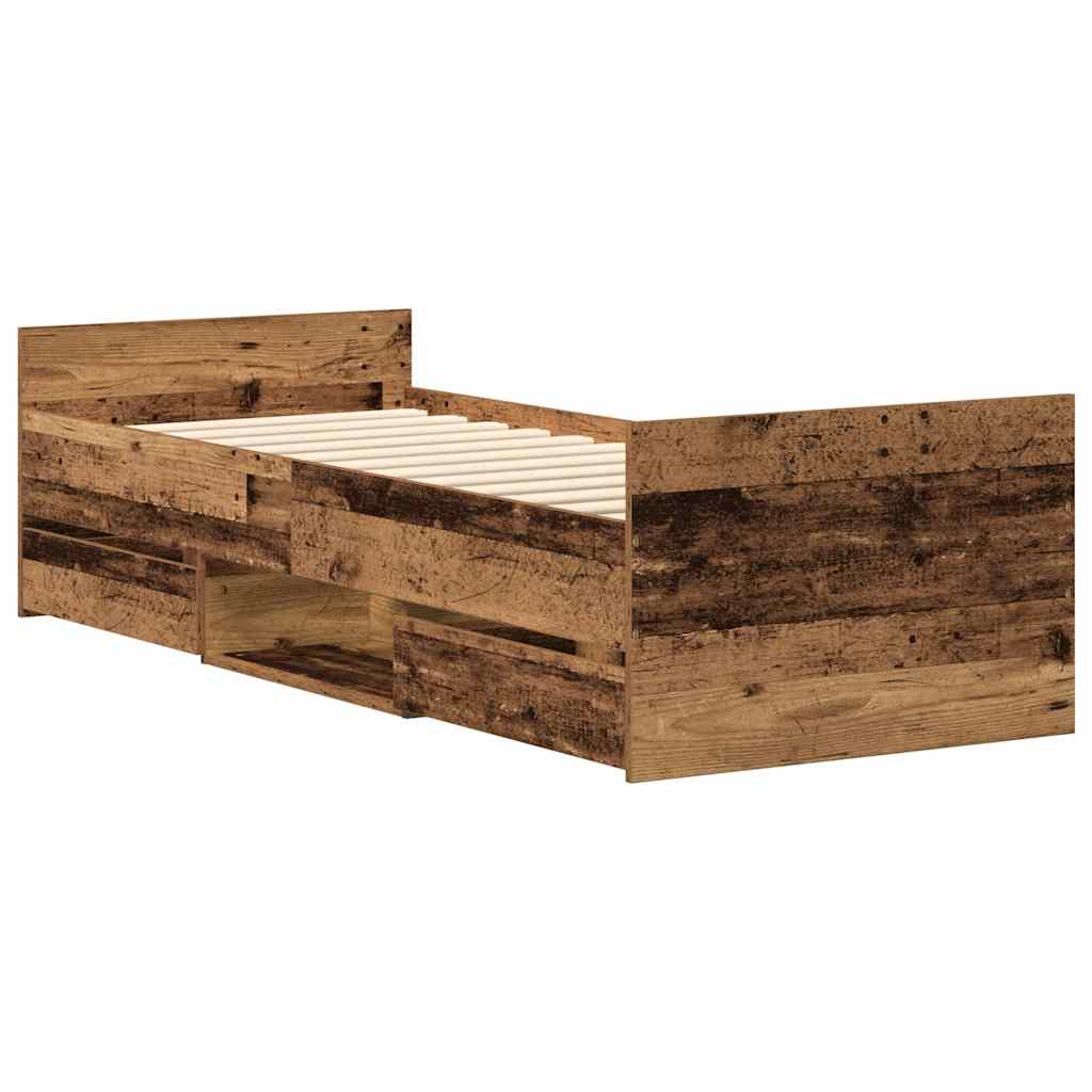 Cadre de lit sans matelas vieux bois 100x200 cm bois ingénierie