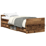 Cadre de lit sans matelas vieux bois 90x200 cm bois ingénierie