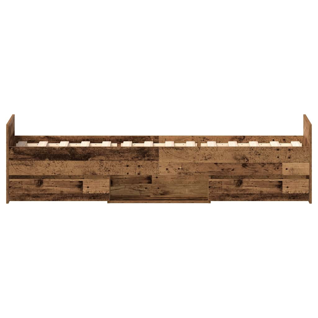 Cadre de lit sans matelas vieux bois 90x200 cm bois ingénierie