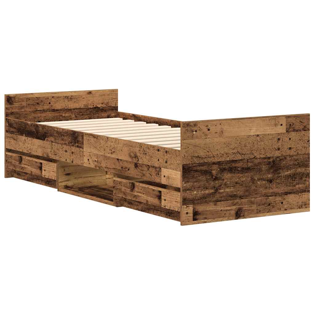 Cadre de lit sans matelas vieux bois 90x190 cm bois ingénierie