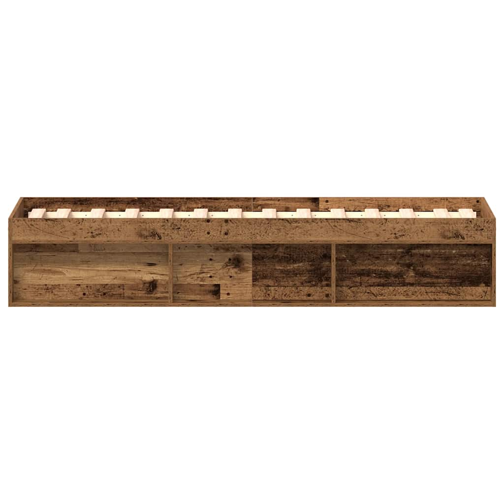 Cadre de lit sans matelas vieux bois 90x200 cm bois ingénierie