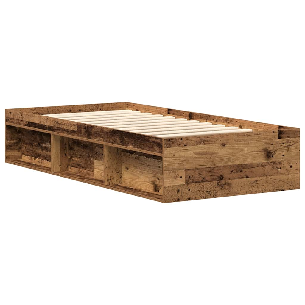 Cadre de lit sans matelas vieux bois 90x200 cm bois ingénierie