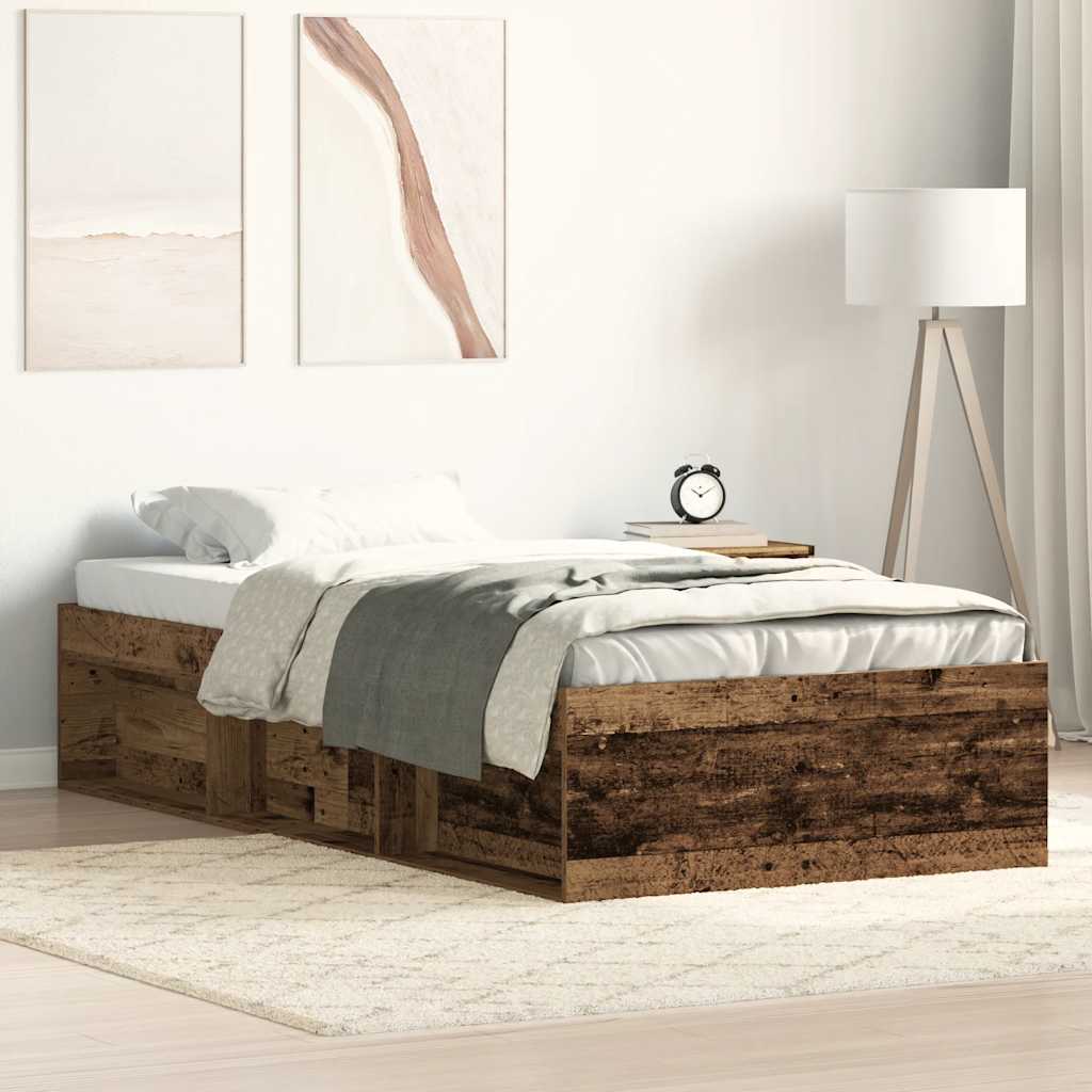 Cadre de lit sans matelas vieux bois 90x200 cm bois ingénierie