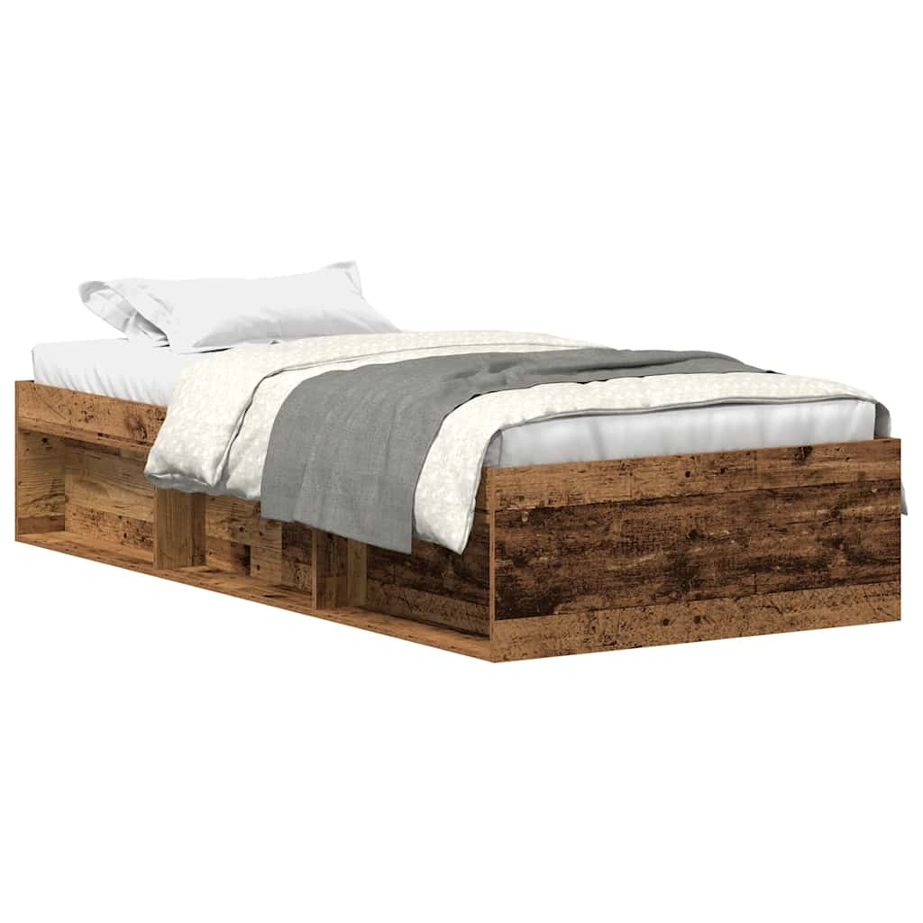 Cadre de lit sans matelas vieux bois 100x200 cm bois ingénierie