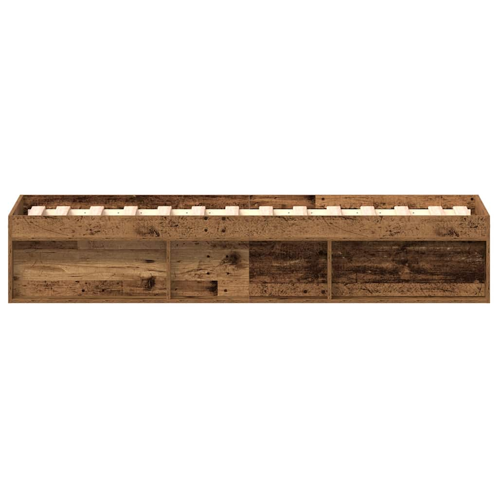 Cadre de lit sans matelas vieux bois 100x200 cm bois ingénierie