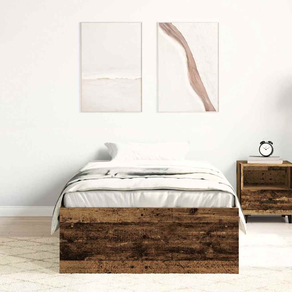 Cadre de lit sans matelas vieux bois 90x190 cm bois ingénierie