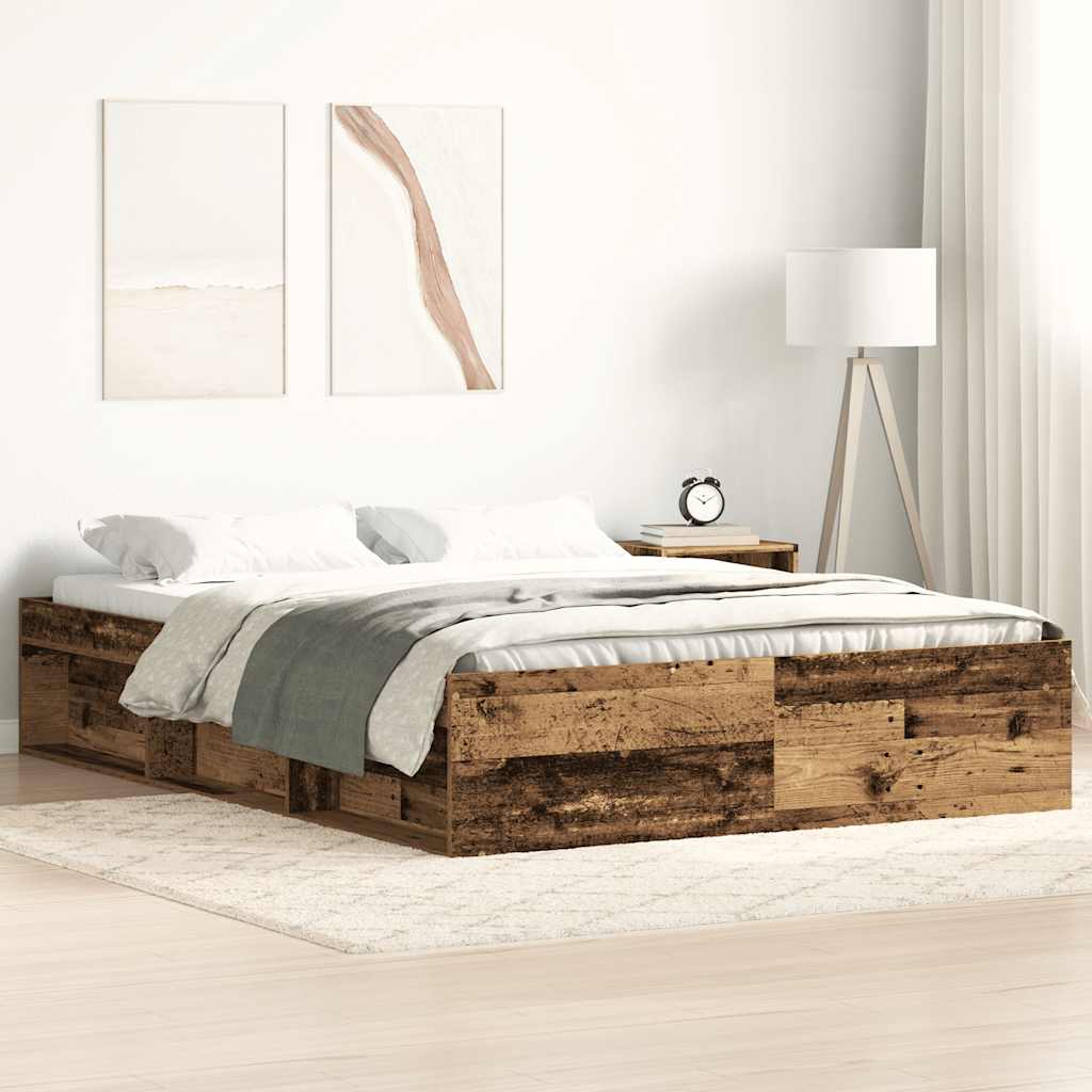 Cadre de lit sans matelas vieux bois 120x200 cm bois ingénierie