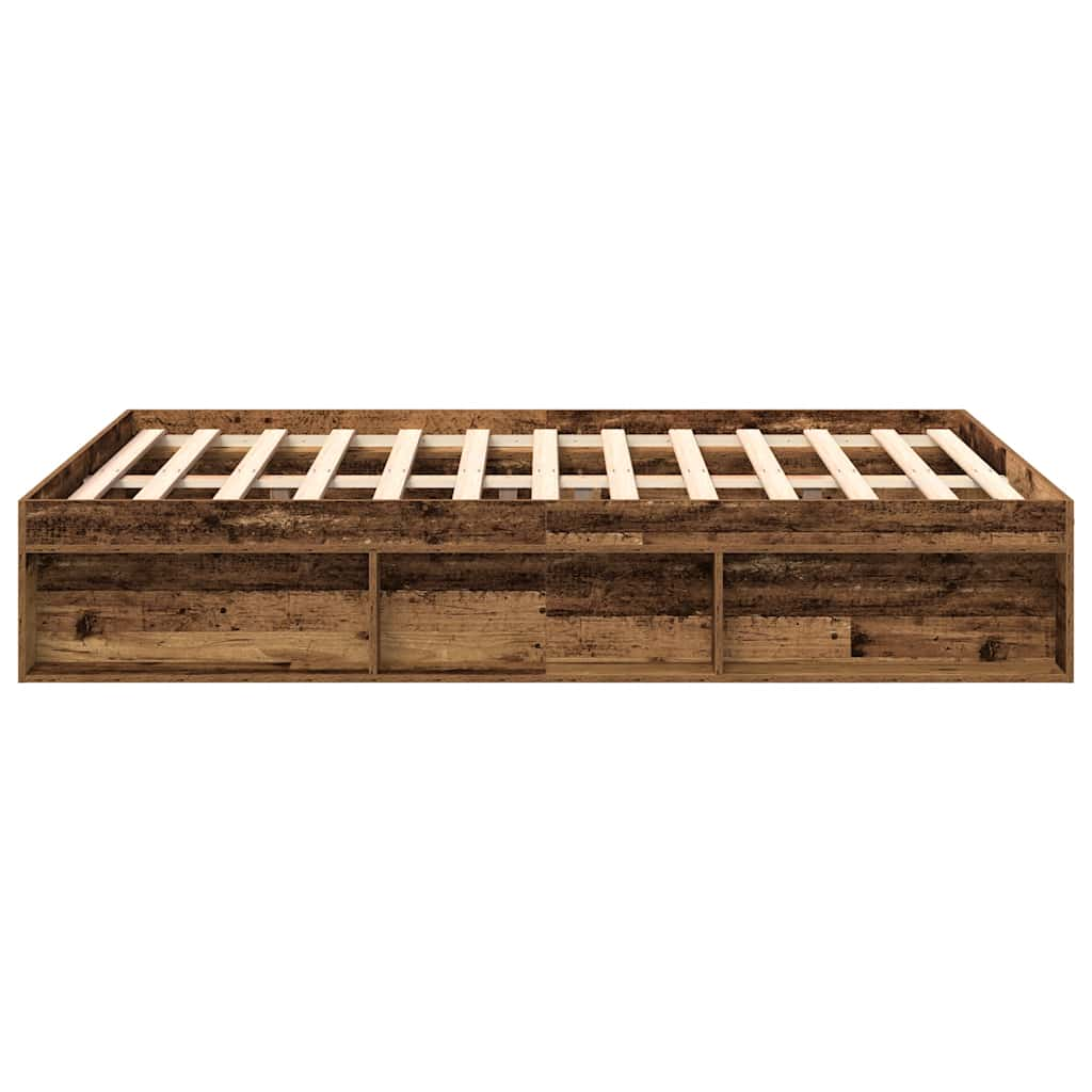 Cadre de lit sans matelas vieux bois 140x200 cm bois ingénierie