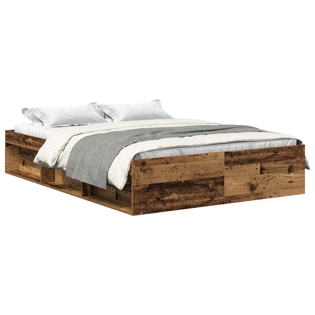 Cadre de lit sans matelas vieux bois 160x200 cm bois ingénierie