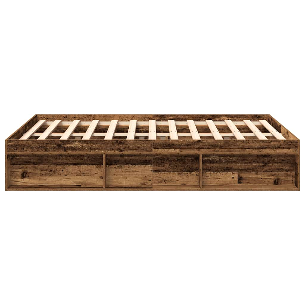 Cadre de lit sans matelas vieux bois 160x200 cm bois ingénierie