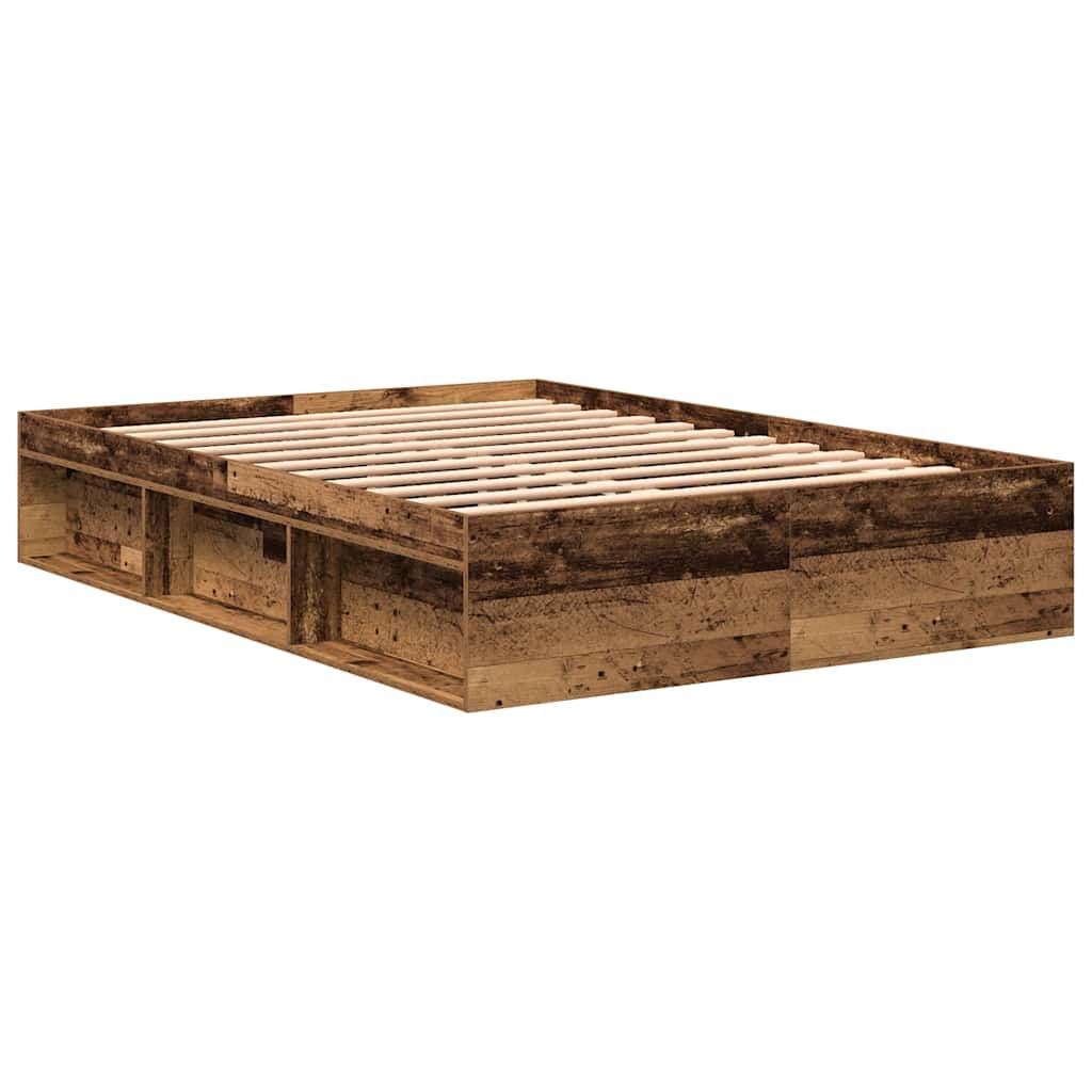 Cadre de lit sans matelas vieux bois 160x200 cm bois ingénierie