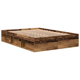 Cadre de lit sans matelas vieux bois 160x200 cm bois ingénierie