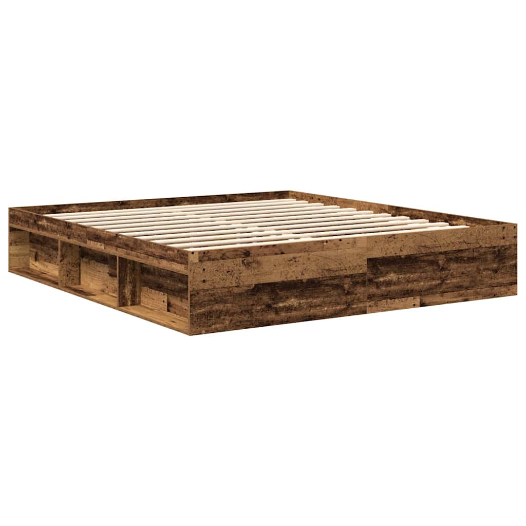 Cadre de lit sans matelas vieux bois 180x200 cm bois ingénierie