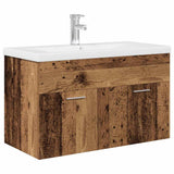 Meuble lavabo avec bassin et robinet intégrés vieux bois