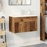 Meuble lavabo avec bassin et robinet intégrés vieux bois