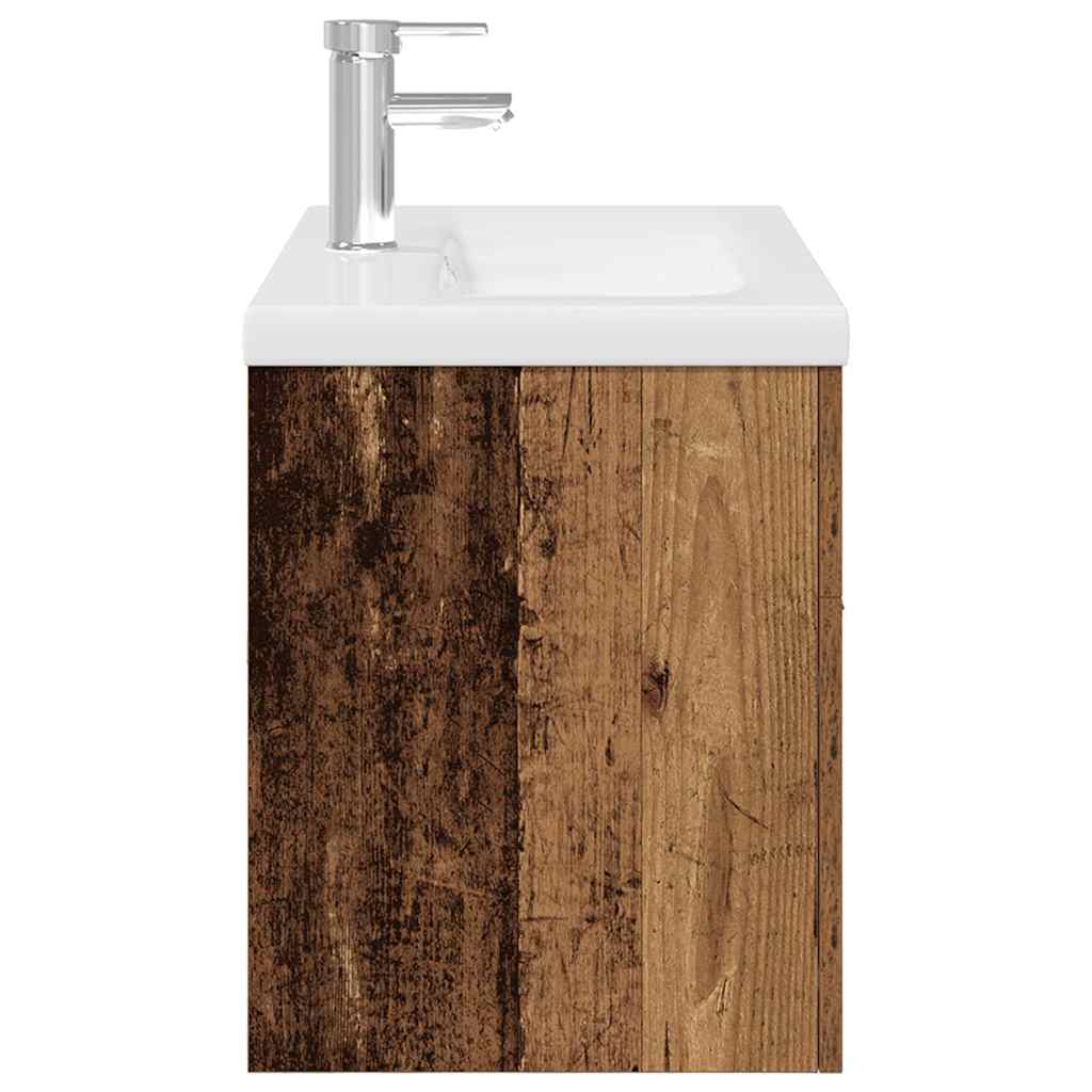 Meuble lavabo avec bassin et robinet intégrés vieux bois