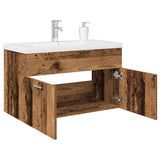 Meuble lavabo avec bassin et robinet intégrés vieux bois