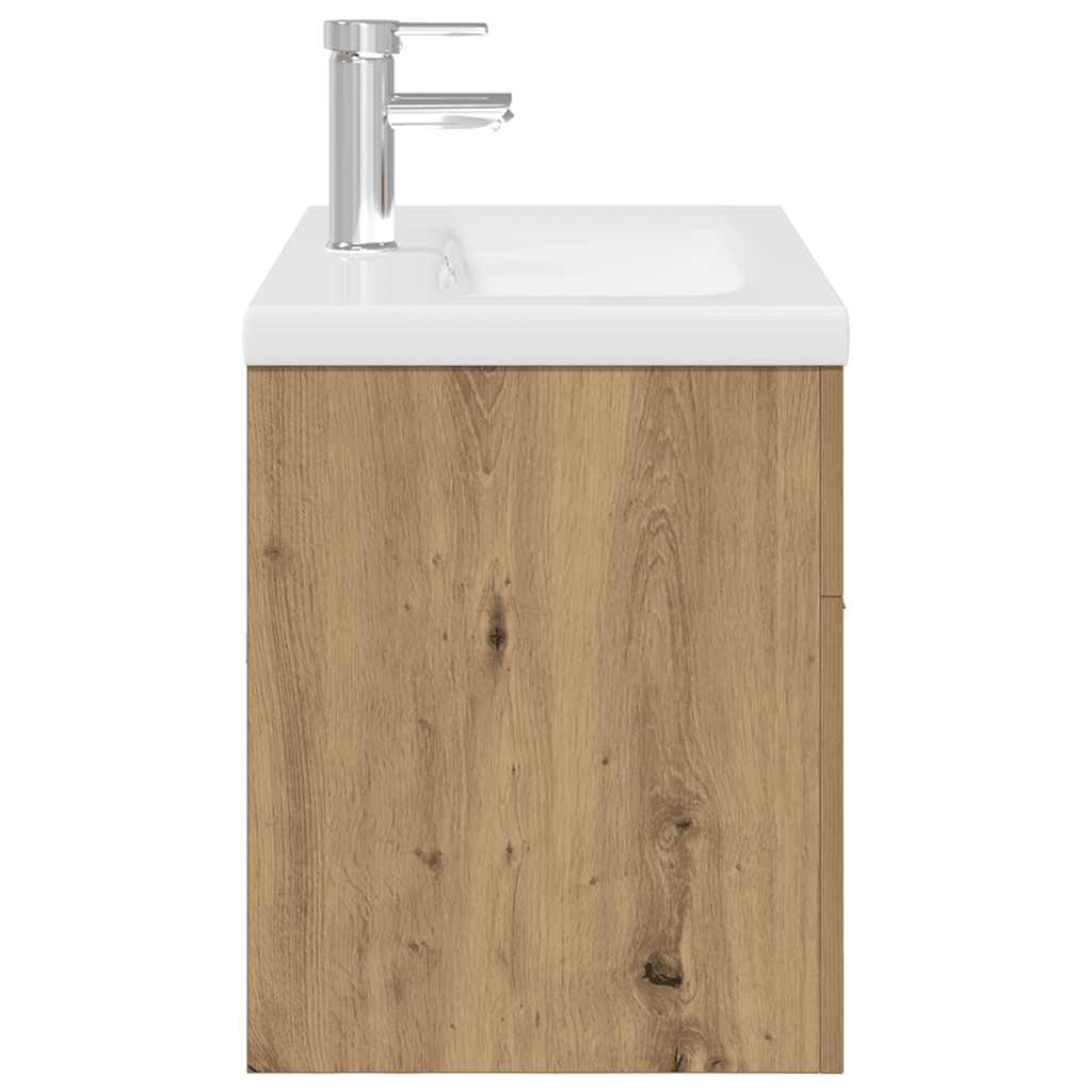 Meuble lavabo avec bassin et robinet intégrés chêne artisanal