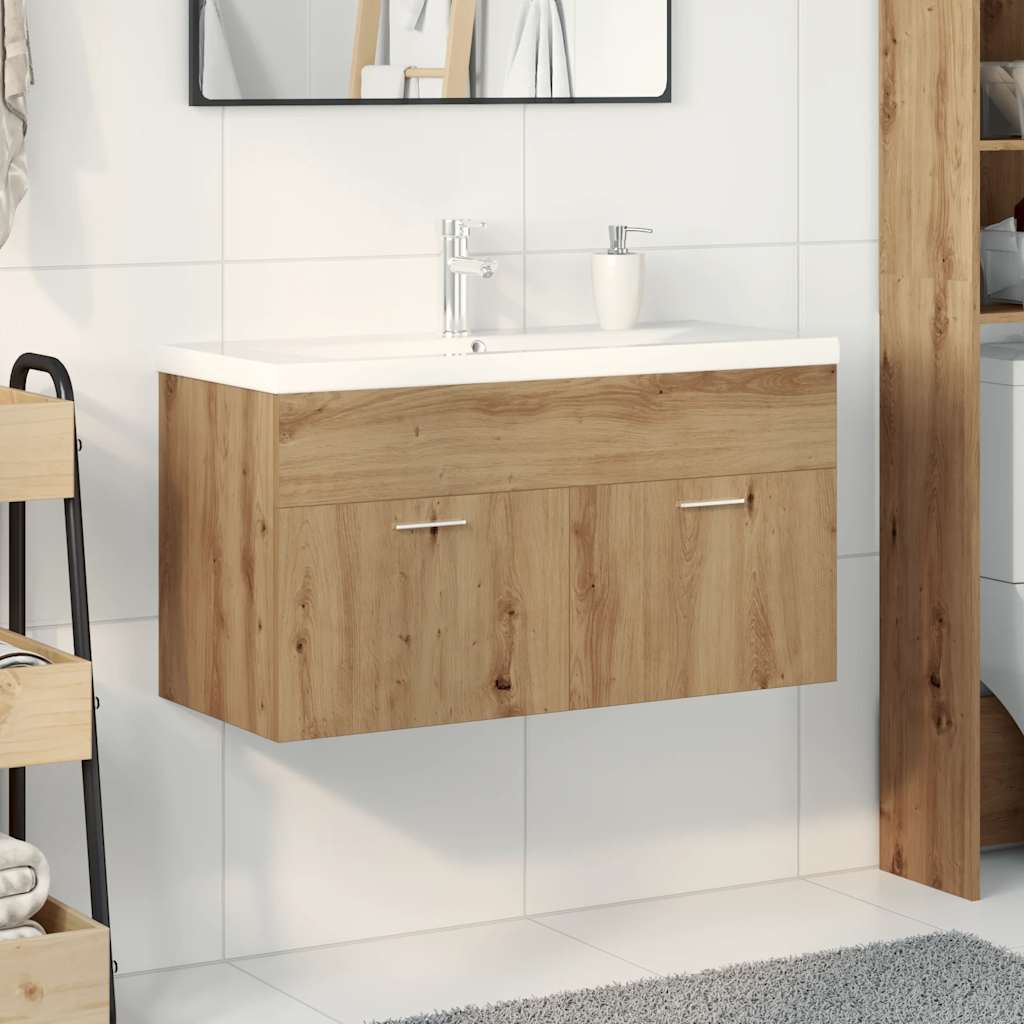 Meuble lavabo et bassin intégré chêne artisanal bois ingénierie