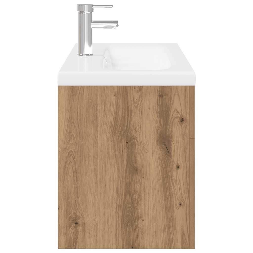 Meuble lavabo et bassin intégré chêne artisanal bois ingénierie