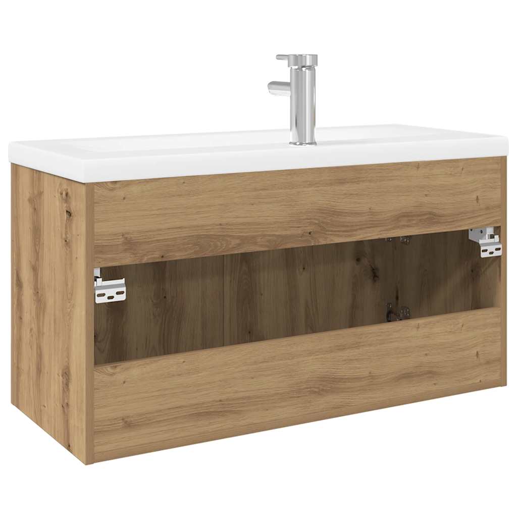 Meuble lavabo et bassin intégré chêne artisanal bois ingénierie