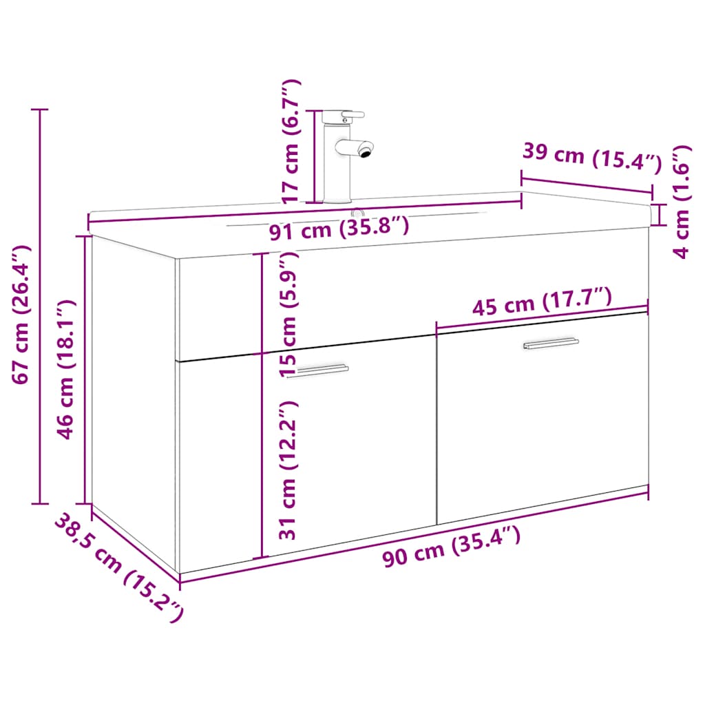 Meuble lavabo et bassin intégré chêne artisanal bois ingénierie